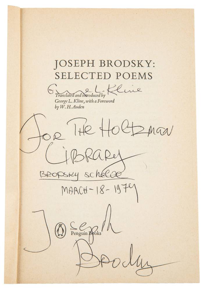 SELECTED POEMS BY JOSEPH BRODSKY WITH AUTOGRAPHS — International Fine